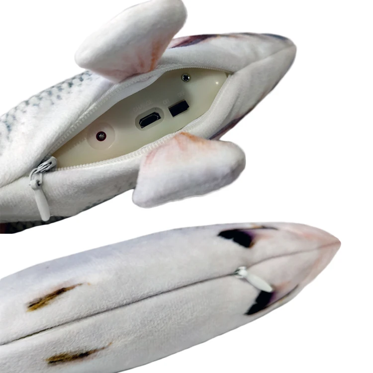 USB Chargeable Electric Wagging Floppy Fish Cat Toys Plush Simulation indoor Interactive  Pet Toys for Biting,Chewing,Kicking