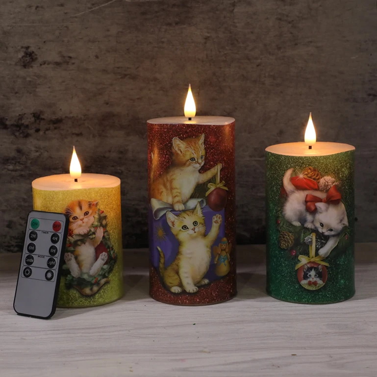 Flameless LED Yellow Pillar Candles  Real Wax Flameless Led Candle Lights Lamp High Quality Flameless D7.5*H10/12.5/15/17.5/20cm