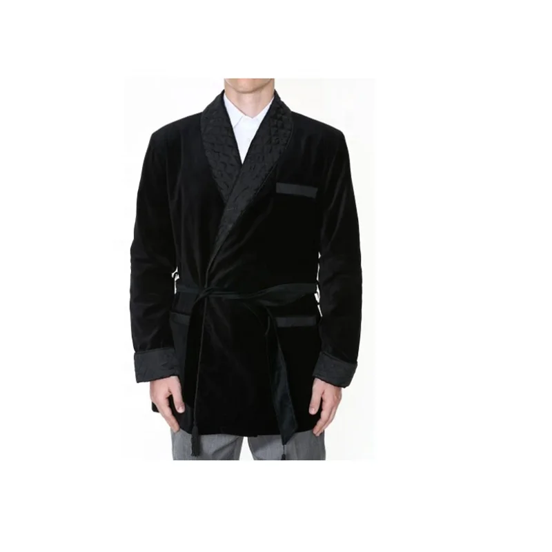 
mens coat pant designs wedding suit Smoking jacket Velvet Cotton Men Blazer Jacket Party Prom Casual Smoking jacket 