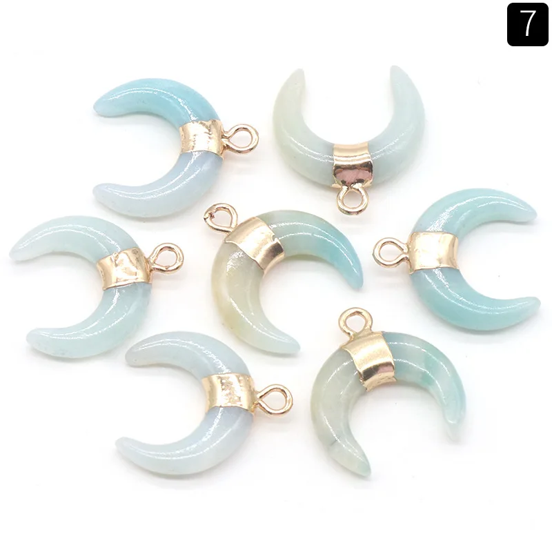 Trend Wholesale Sliver Moon Natural Stone Crystal Agate Crescent Pendant for Necklace Jewelry Making