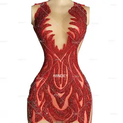 Handmade Elegant Crystal Party Mini Skirt Prom Black Rhinestone Shine Night Dresses For Woman Sexy