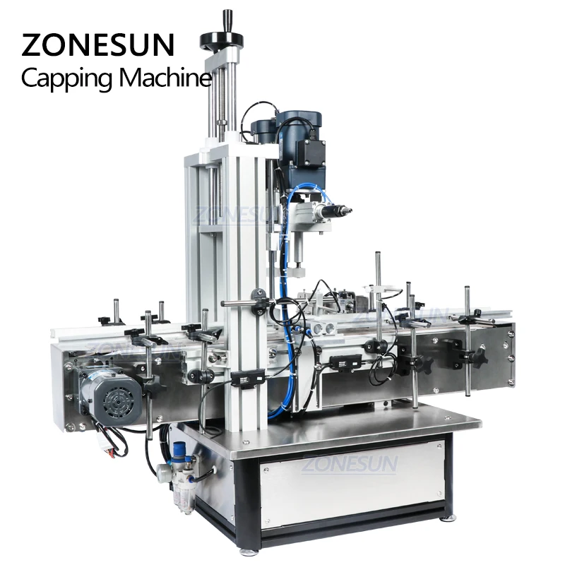 ZONESUN ZS-XG1870 насос Пневматический флакон для рабочего стола винт Автоматическая Машина Для Укупоривания крышками и колпачками стекло аромат бутылка из ПЭТ