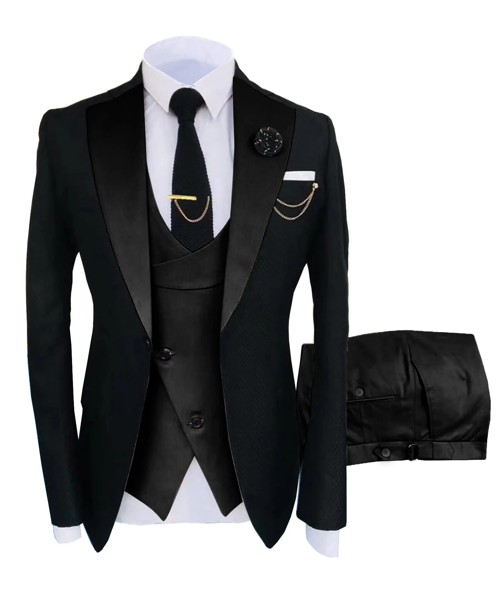 Tailored 3Piece Men s Suit Set Classic Slim Fit Wedding Tuxedo for Groom and Businessman