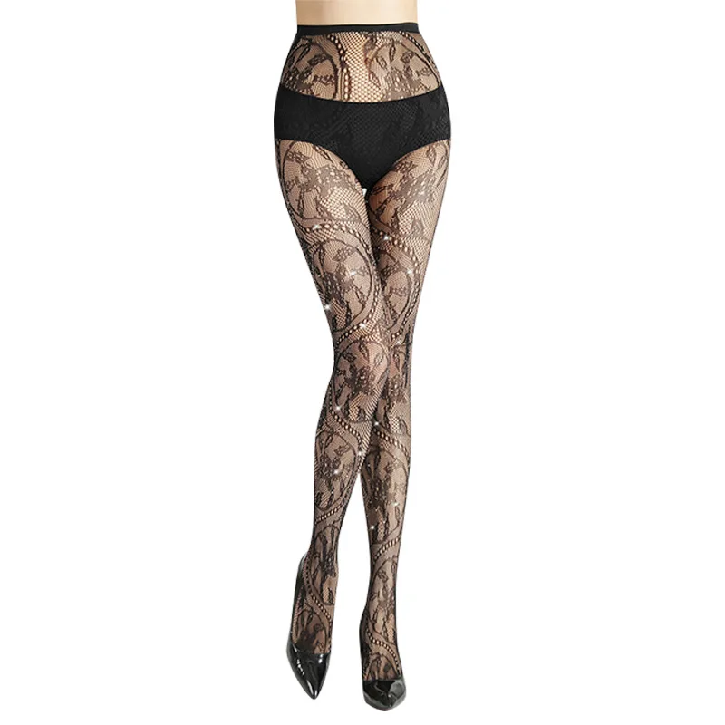 New style factory direct sale reserve price luxury ladies stockings tights fashion lace rhinestone pantyhose