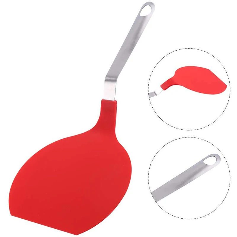 Heat Resistant Stainless Steel Kitchen Flipper Spatula Flexible Nylon Turner Pancake Spatula