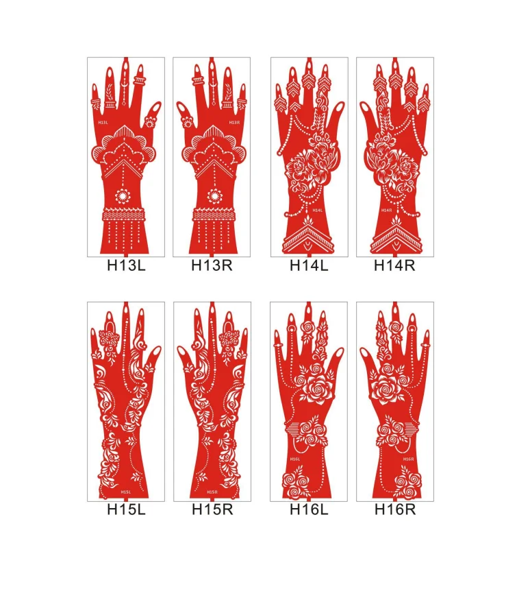 tattoo template temporary waterproof fashion Henna Paste body paint Hand back finger arm tattoo stencil for women