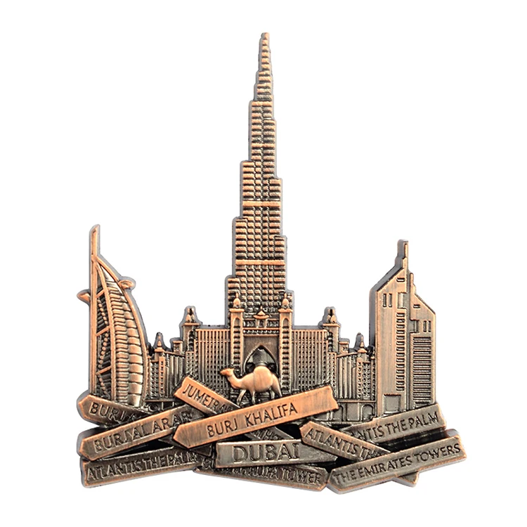 Tourist Souvenir USA Egypt France Austria Spain Dubai Russia Metal Fridge Magnets Custom 3D Metal Refrigerator Magnet
