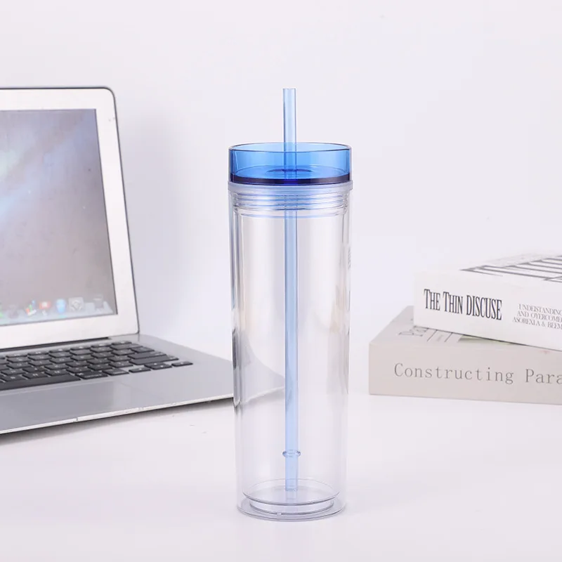 Wholesale luxury custom high quality wine acrylic clear double wall 24oz cold cup plastic tumblers with lid and straw