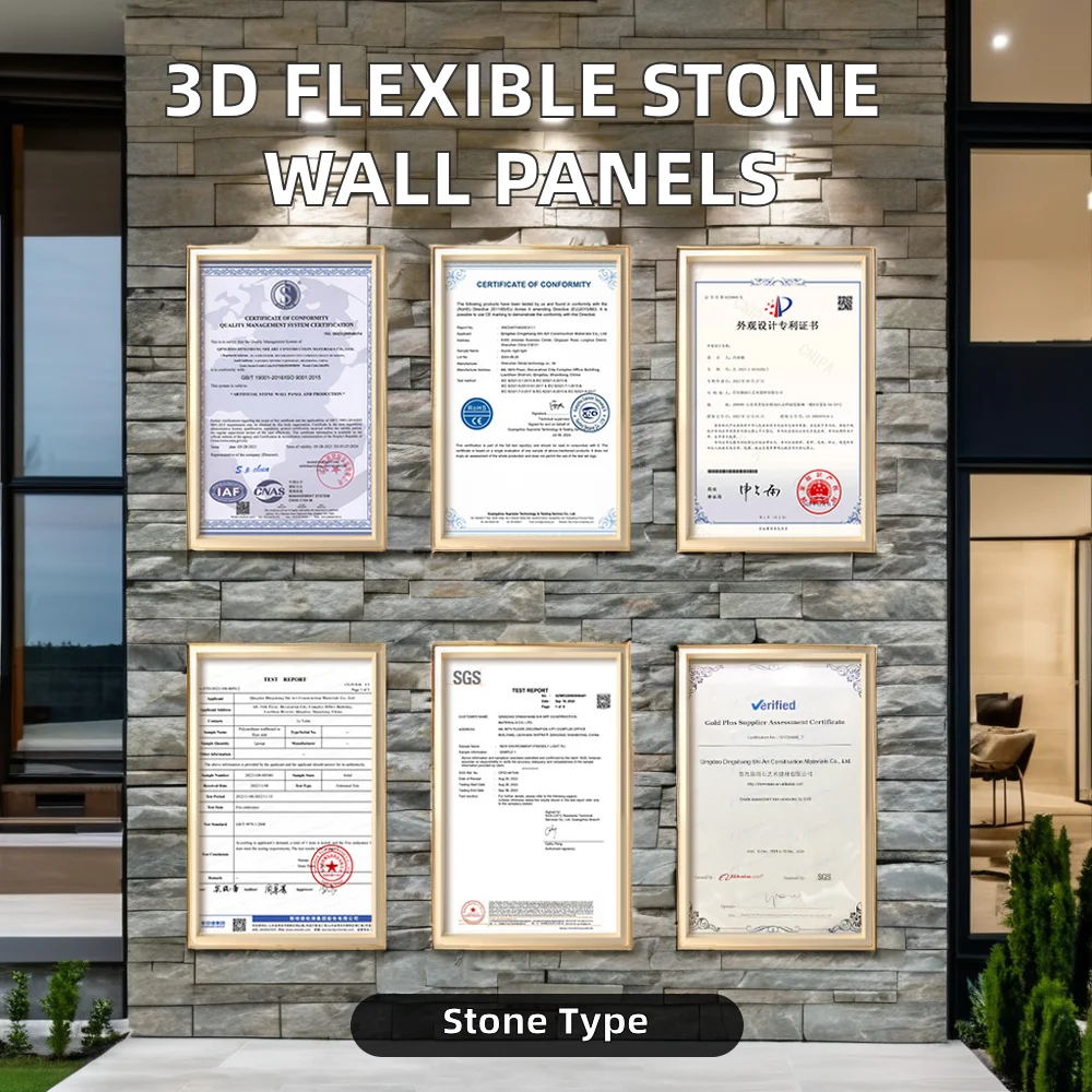 3D Modern Outdoor Soft Flexible Artificial Travertine Wall Panels Faux Interior Cladding Veneer Modified Clay Material Tiles