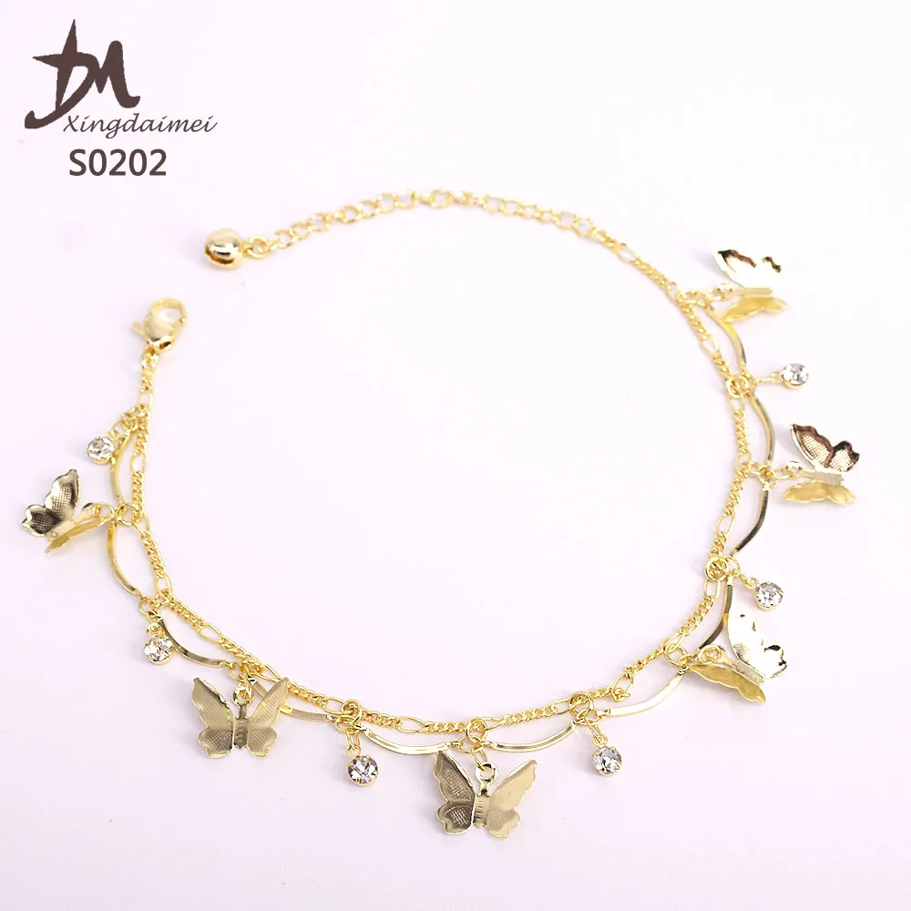 
S0202 High quality 18K gold-plated butterfly bracelet anklet 