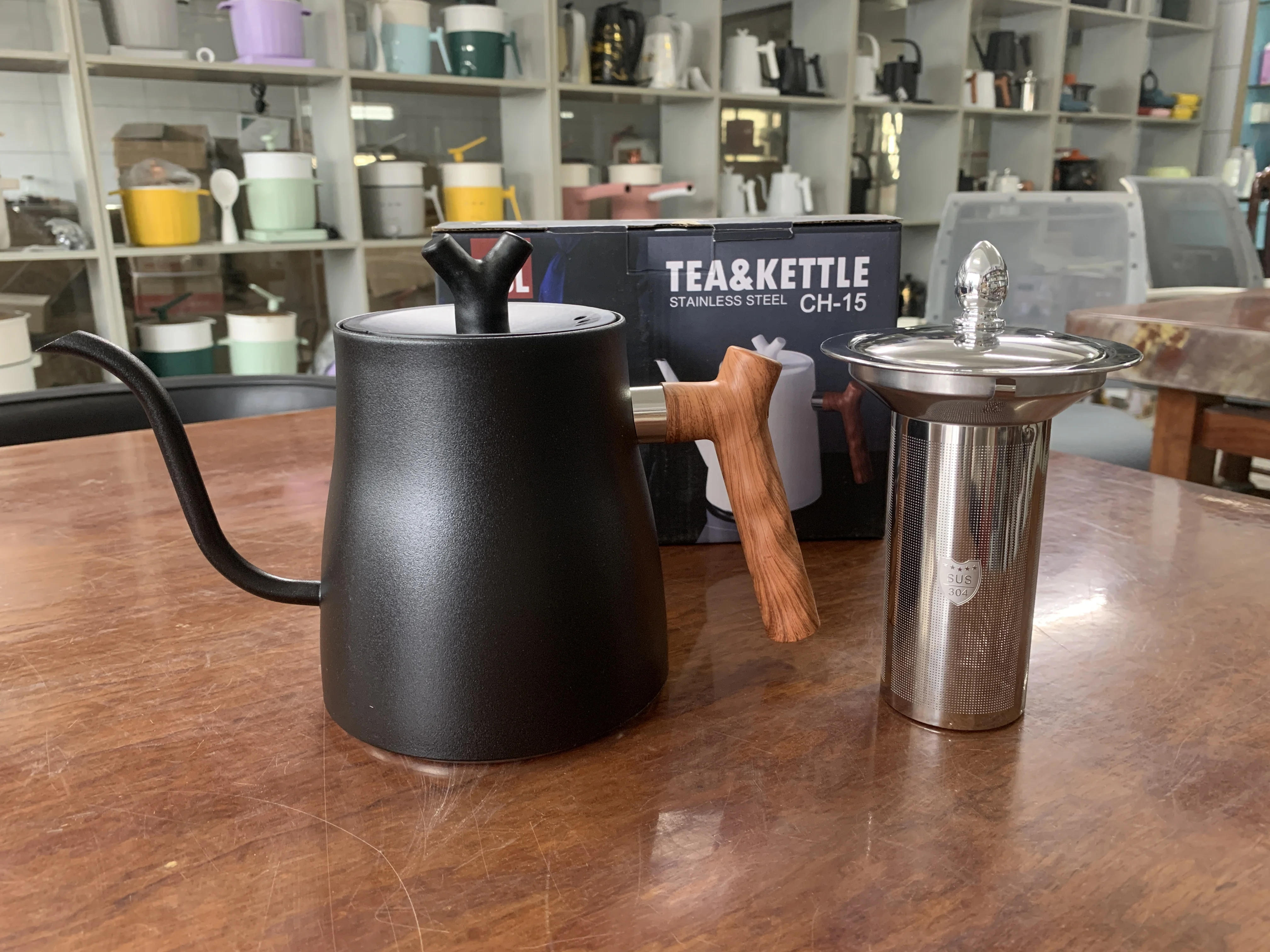 Customized 304 SUS water kettle thickened induction cooker teapot home outdoor hand brewed coffee pot flat bottom pot