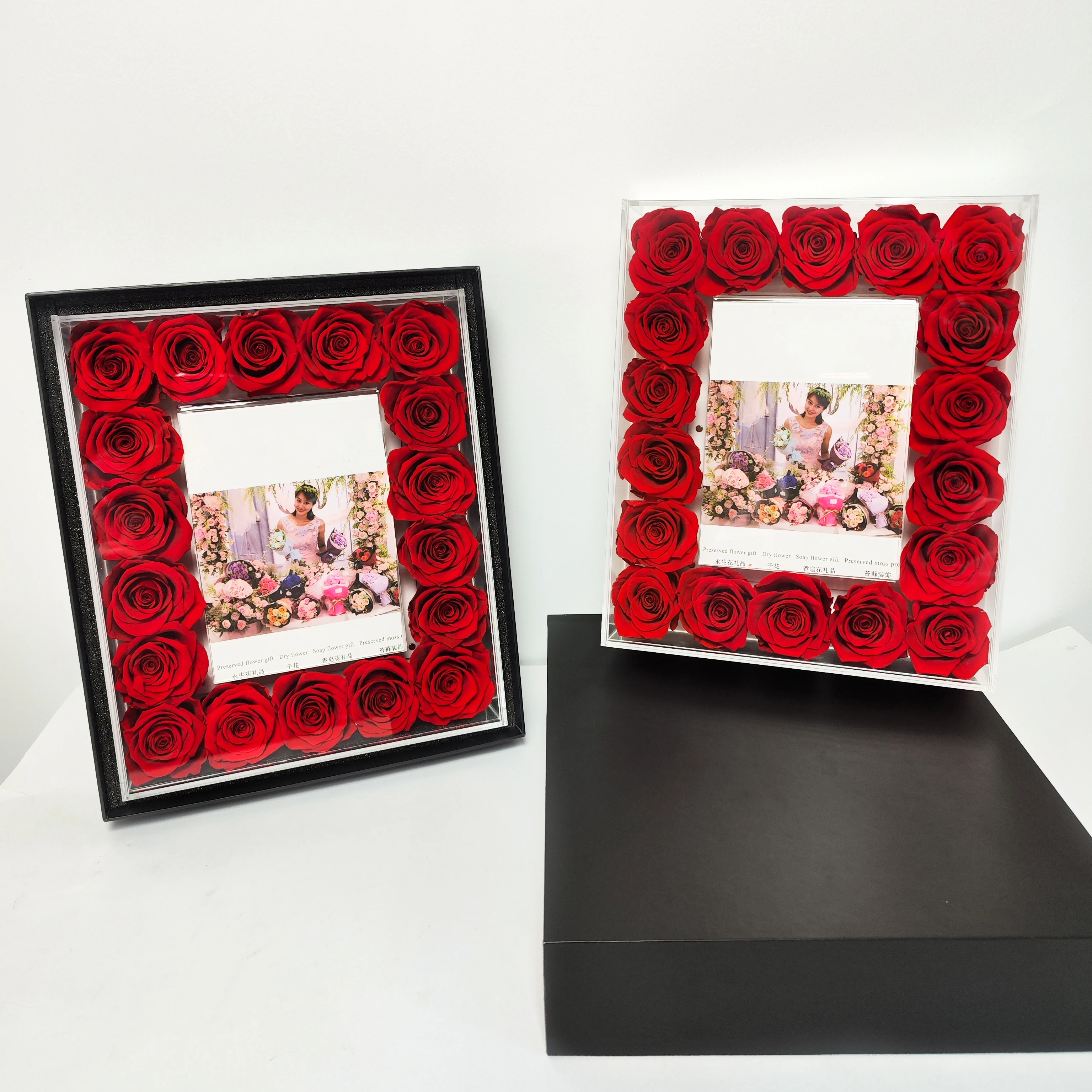 Wholesale Stabilized Long-life Rose Eternal Real Natural Infinity Forever Preserved Flower Roses with Photo Frames For Mom