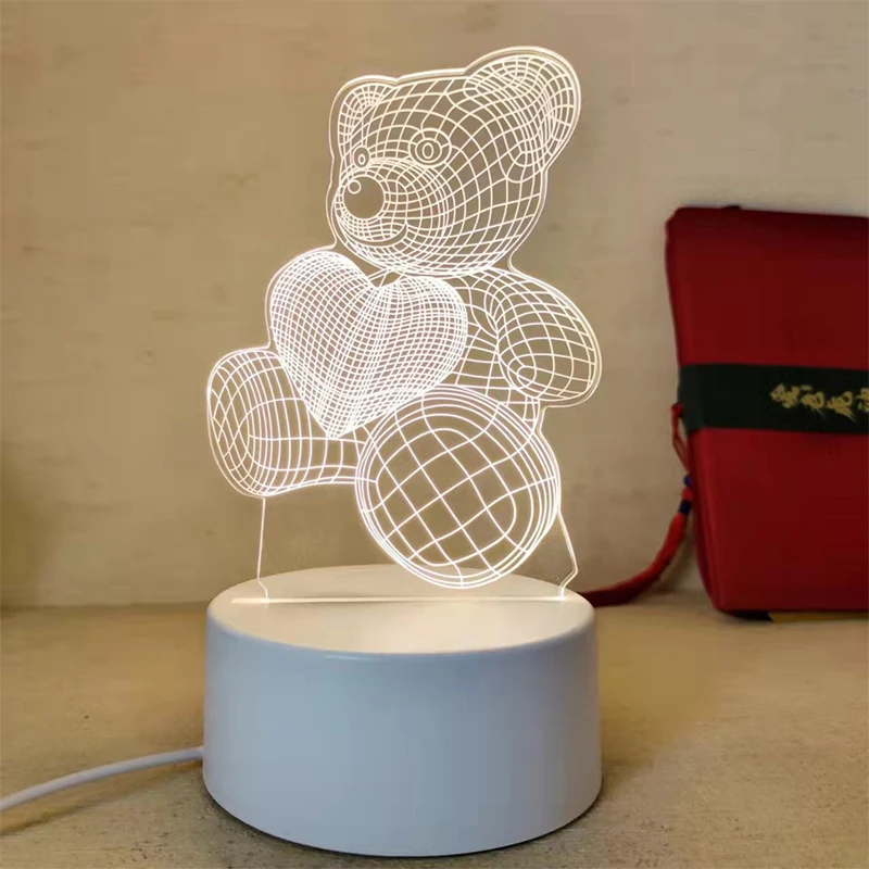 3D ночник оптовая продажа креативный мультяшный подарок на день рождения акриловый узор «сделай сам» прикроватный настольная