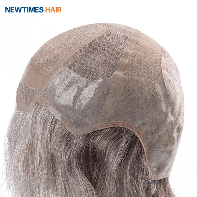 Парик newtimes из седых волос на заказ, мужской парик из человеческих волос