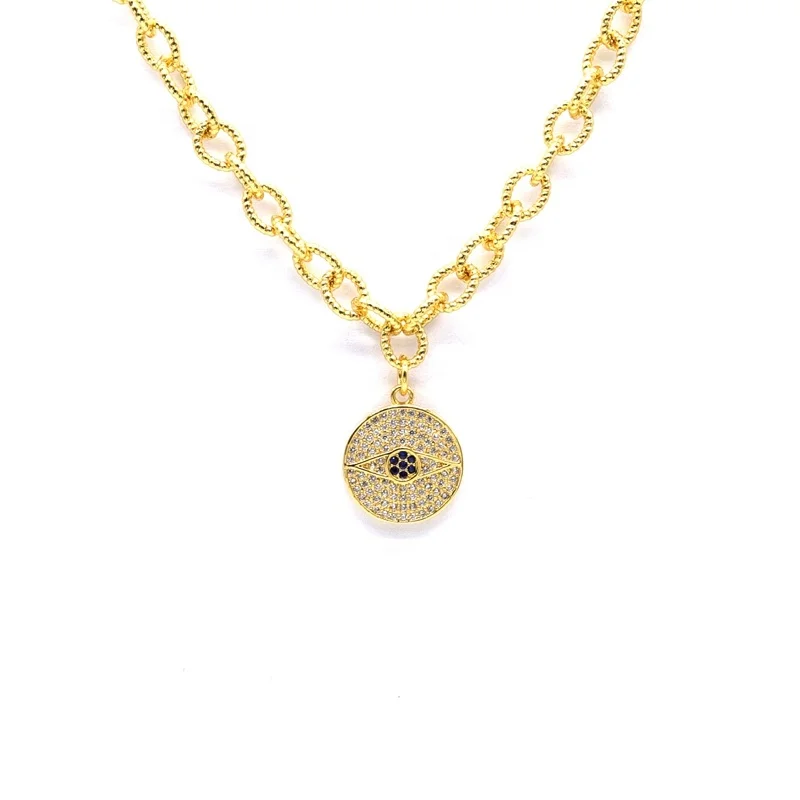 
Gold Plated Stainless Steel 18k gold chain lucky evils eyes jewelry necklace 