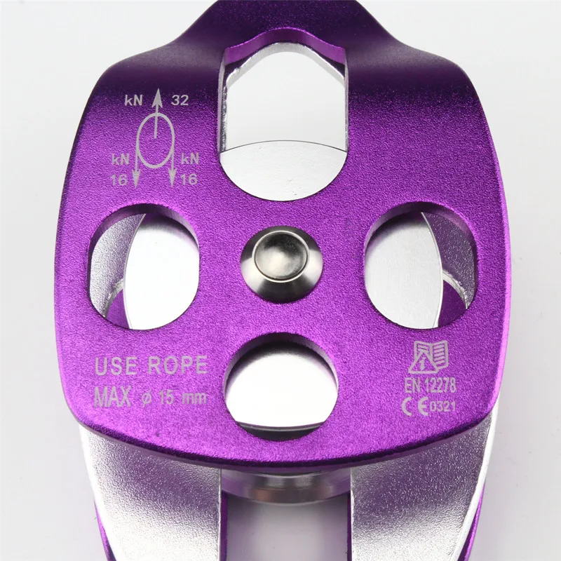 Heavy duty CE standard outdoor climbing protection double wheel pulley