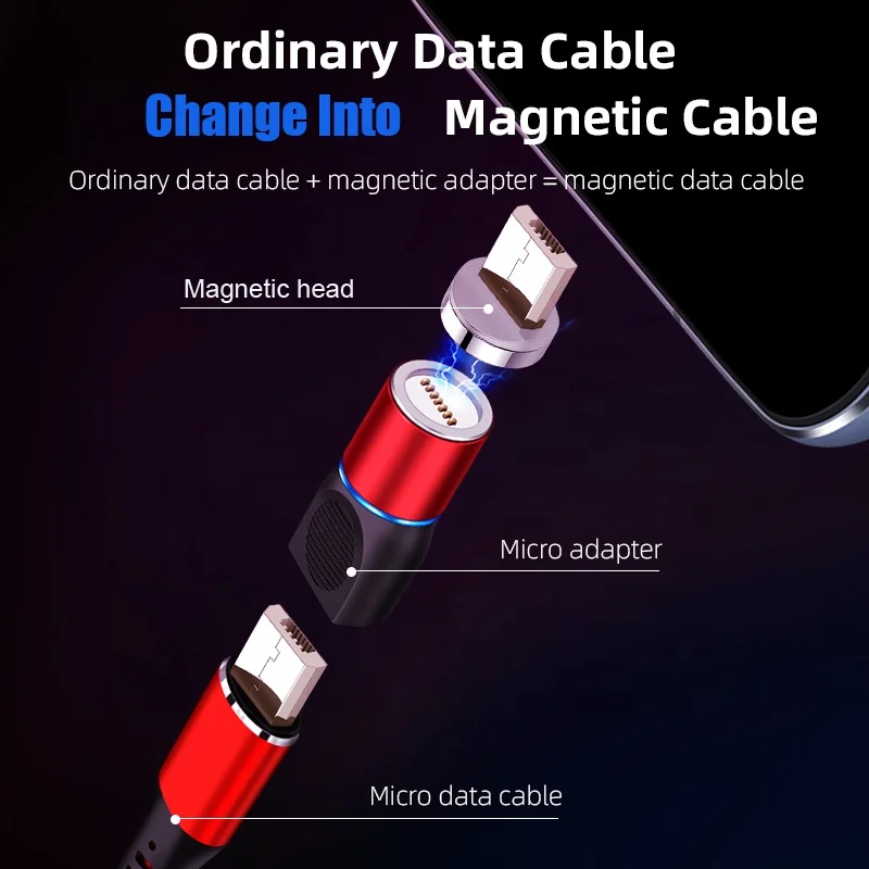
3 in 1Micro Plug Non-magnetic to Magnetic Round Magnetic Cable Converter 
