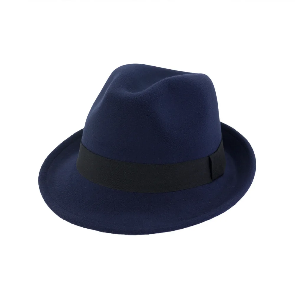 
MNXJS002 wholesale fedora men sombrero fadora wool felt hats women short brim mini fedora cap 