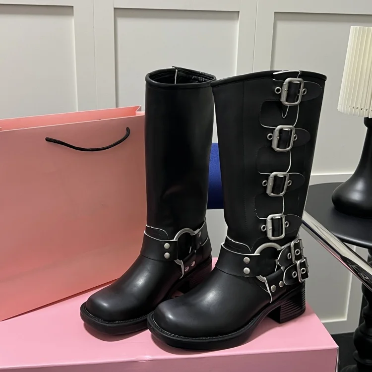 New Style 2024 Original High Quality Genuine Leather Luxury Designer Minmin Shoes Calf boots For Women Ladies