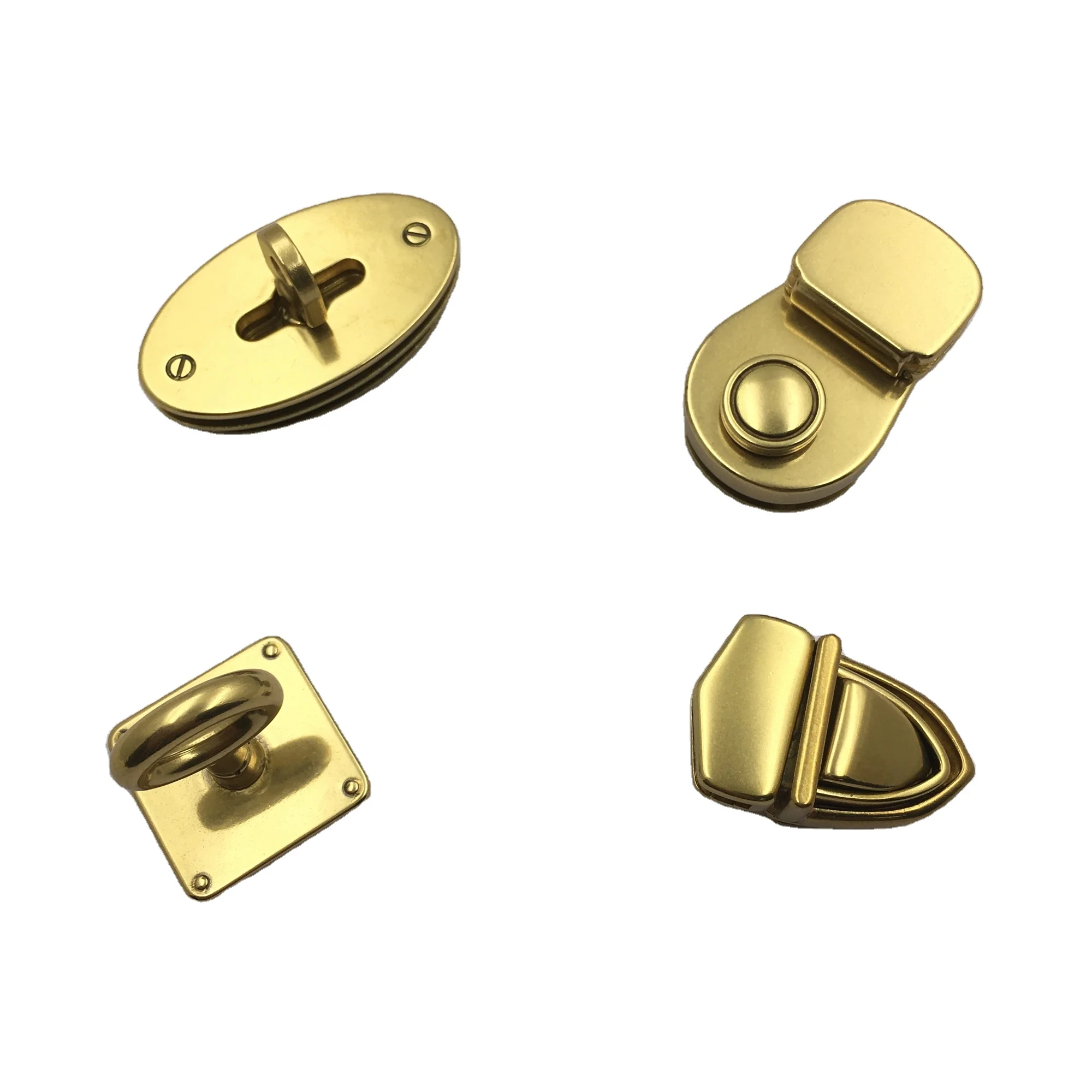 Leather Craft Bags Solid Brass Push Bag Metal Turn Lock Hardware Closure Catch Clasp Buckle Fasteners