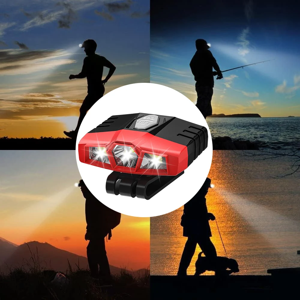 Fishing Light Usb Direct Charging Sensor Headlight  LED Clip on Cap Lights for Camping Running