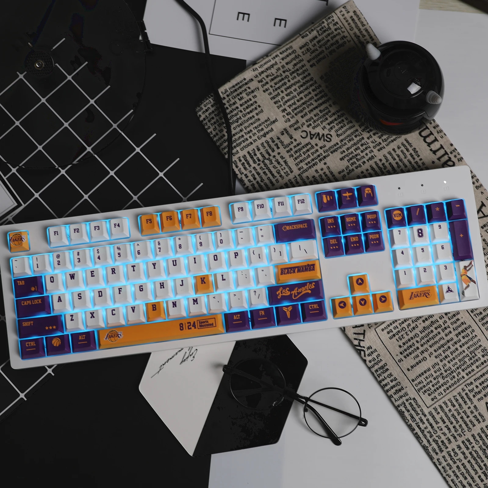 HZGAMER 115keys Purple Gold PBT Keycap CHERRY OEM Profile Customized Keycap Dye Sublimation Keycaps