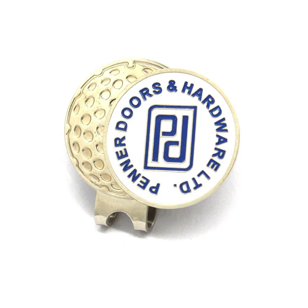 New Style Golf Club Accessories Print Enamel Metal Magnetic Ball Marker Hat Clip