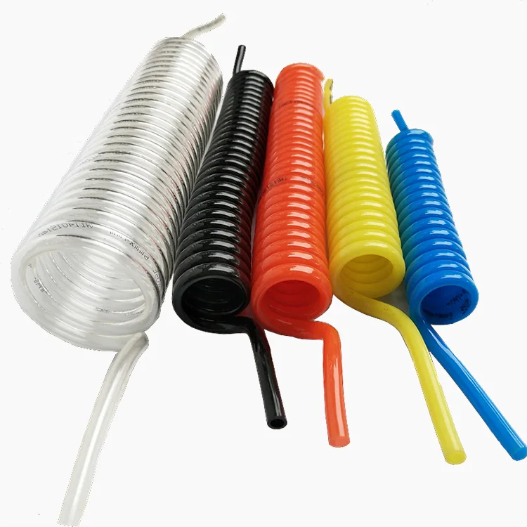 12x8 15m pneumatic spring pu air hose pneumatic tube air brake hose high pressure pe flexible spiral trailer air brake coil hose