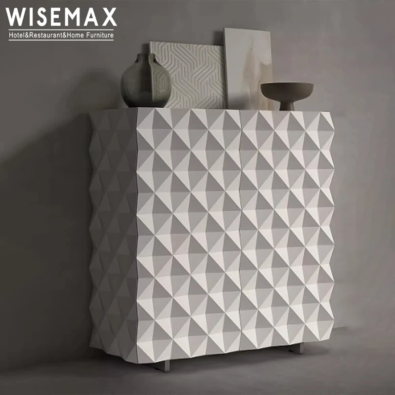 WISEMAX FURNITURE Contemporary special designed home furniture abstract regular pattern solid wood cabinet for living room