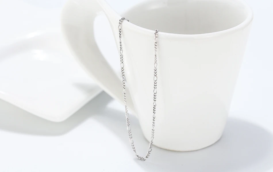 RINNTIN SC27 Sterling Silver 925 Diamond-Cut 1.7mm Figaro Link Chain Necklace for Women