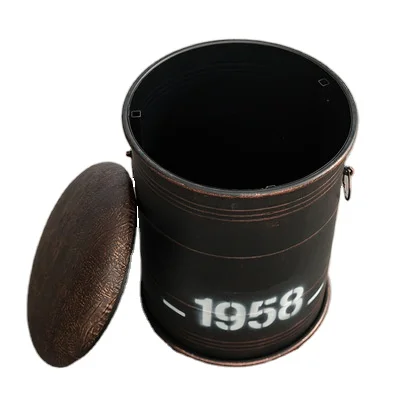 Hot sale industrial iron stool retro oil drum chair bar counter retro coffee shop lounge chair bar set table and chair