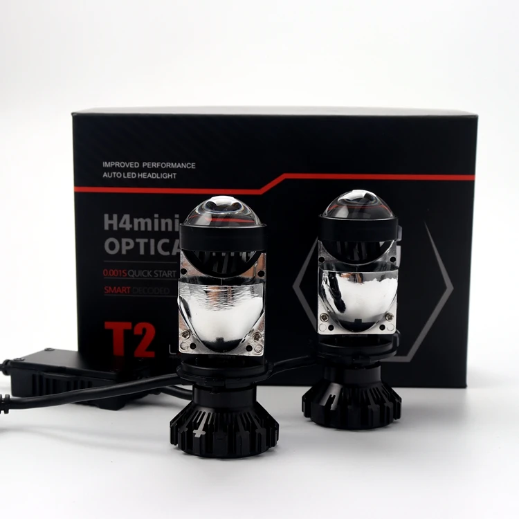 CQL H4 LED Mini Lens T2 H4 LED Projector Lenses 100W 6000K White Light Car Headlight Bulb Projector Head Lamp Auto light LHD RHD