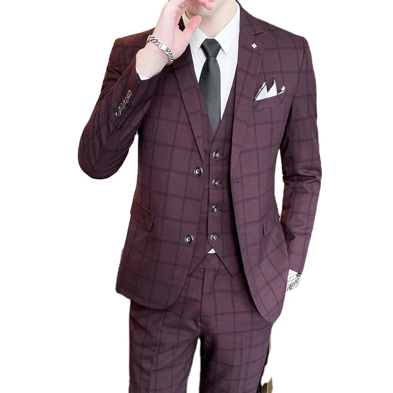 Luxury Men Wedding Suit 3 Pieces Blazer Vest Pants Set Male Blazers Costume Casual Party Classic Slim Fit Suits For Men