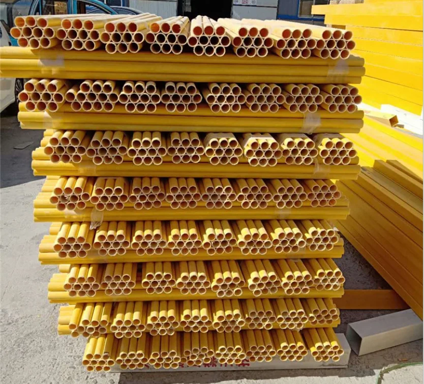 FRP pultruded fiber profile circular section pipe products are used for cable tray, cable conduit, handrail and other purposes