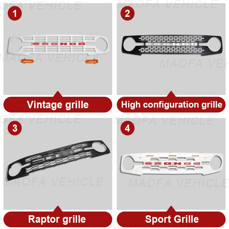 2021 2022 2023 Factory price Car exterior accessories Body Kit Radiator Grille Car Front Grille for Ford Bronco 2/4 Door