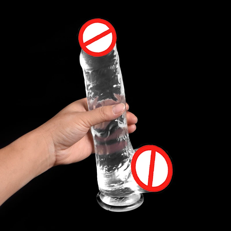 
25 cm (9.84 in) TPE transparent dildo good quality of transparent dildos for women crystal with different models are available 