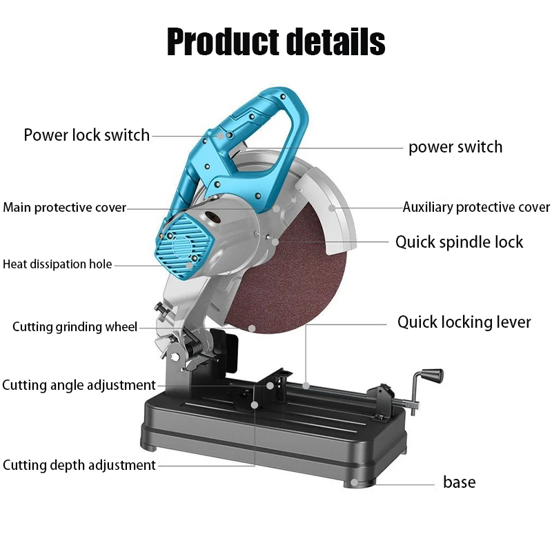 Daen Electric 355mm wood Metal Cutting Machine Cut Off Saw Chop Saw circular saw Cut-off Machine