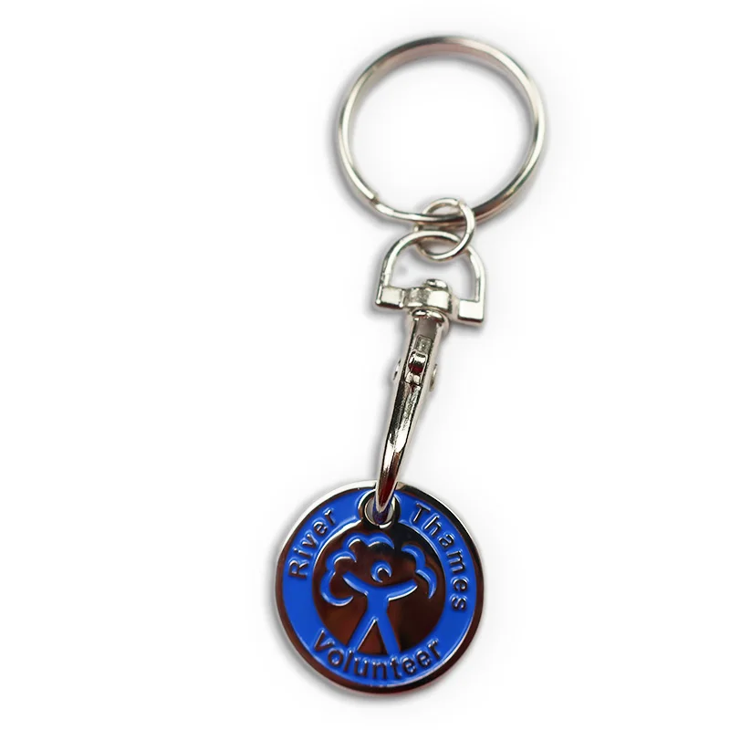 Custom trolley coin keychain Ornament Metal Keyring Coin Holder Supermarket Shopping Cart Chip Key Chain Hanging Token