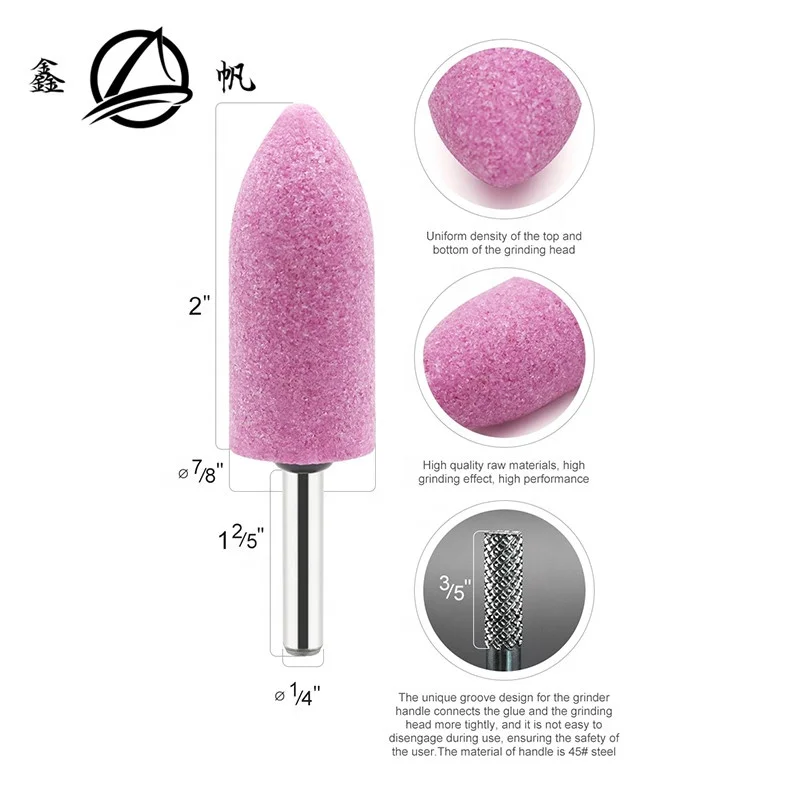 pink color aluminium oxide  Mounted point stone for  wood polish