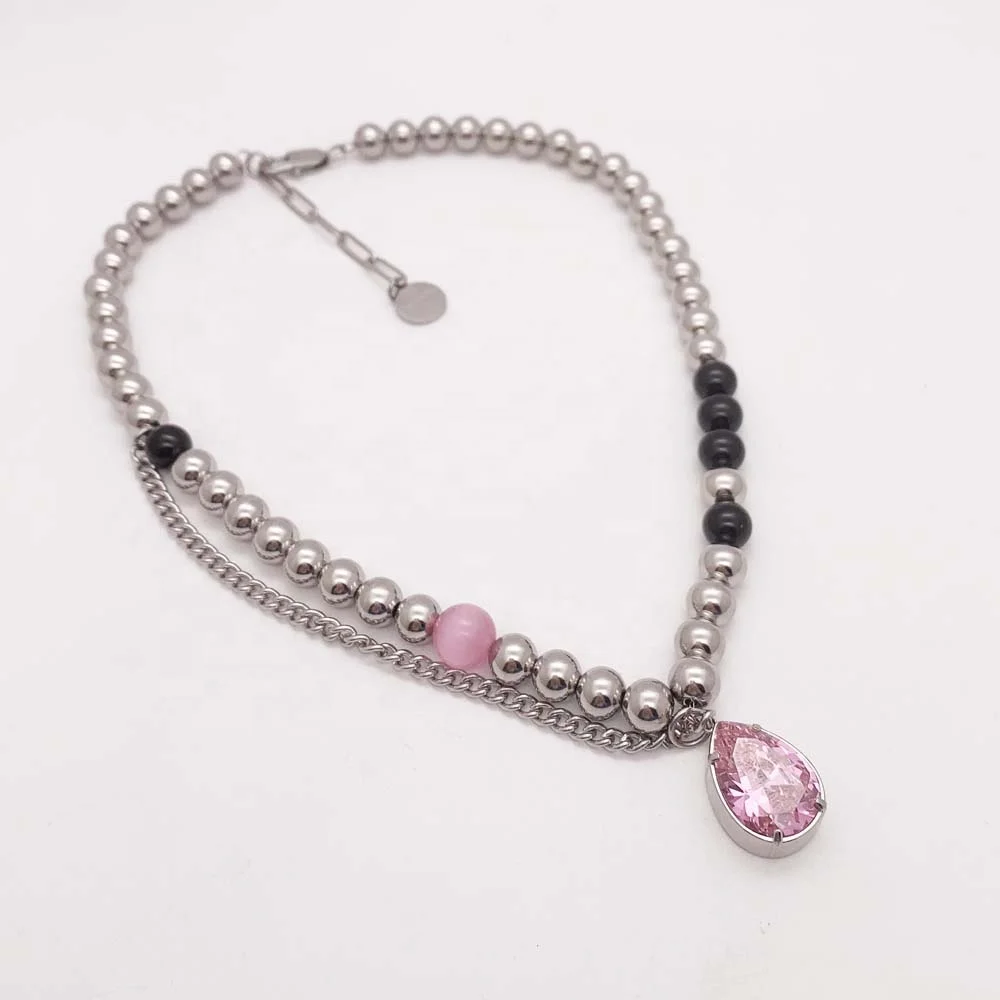 BSCI audit factory extra large ball chain 8mm thick stainless steel beaded necklace