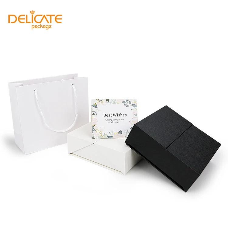 Factory Customized Black Jewelry Packaging Box Greeting Card Paper Bag Rose Flower Box Set Gift