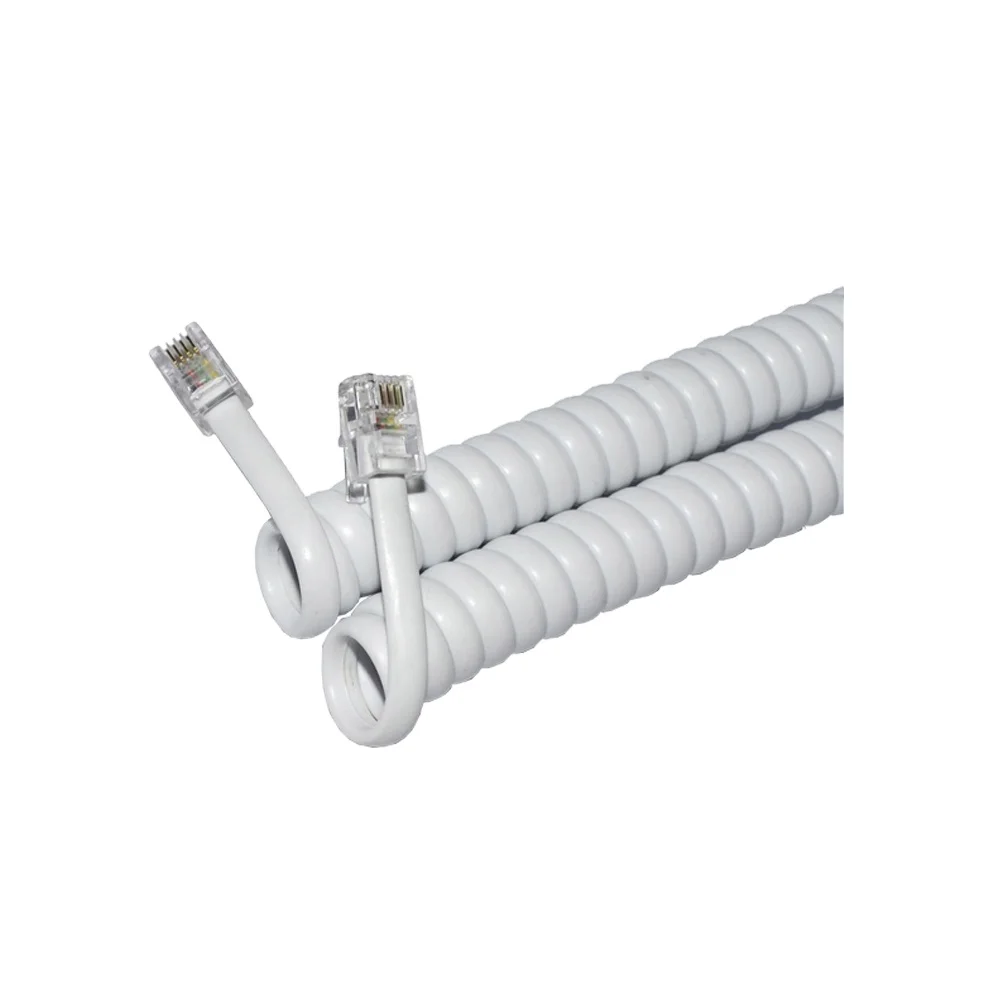 Длинный универсальный телефонный шнур длиной 25 футов 4P4C RJ9 Спиральный шнур с завитой спиральной пружиной