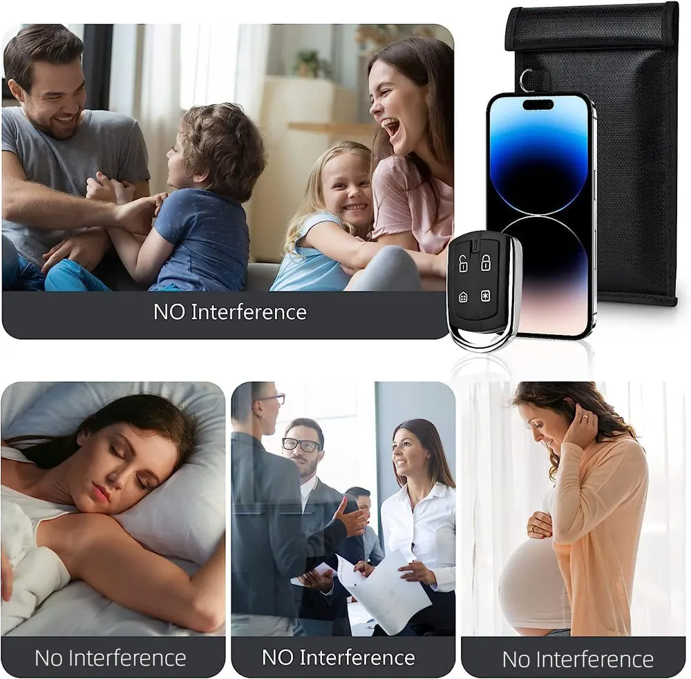 Anti Theft Fob Case Key Fob Cage Block Signal Car RFID Signal Blocking Holder Key Fob Protector Faraday Pouch Bag for Car Keys