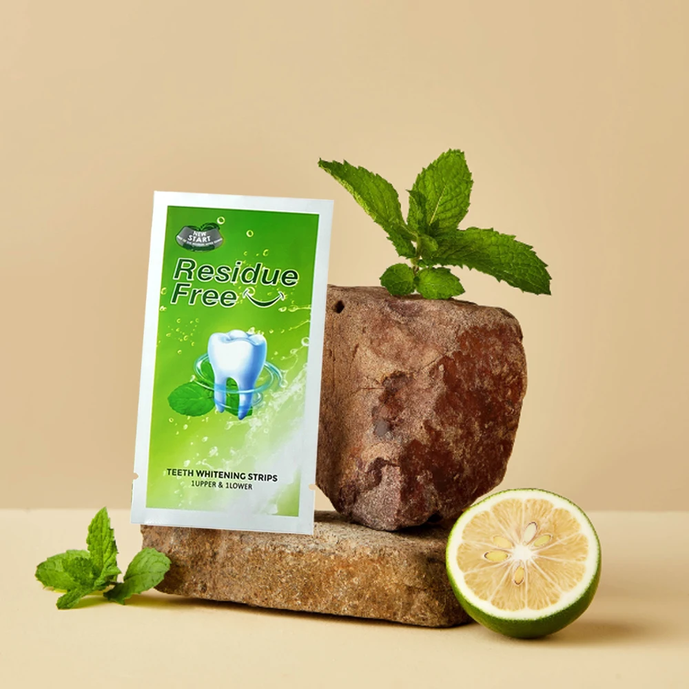 Factory Wholesale 14 Pairs Trapezoid Mint Residue Free 6% HP PAP Dry Stirp Teeth Whitening Strips