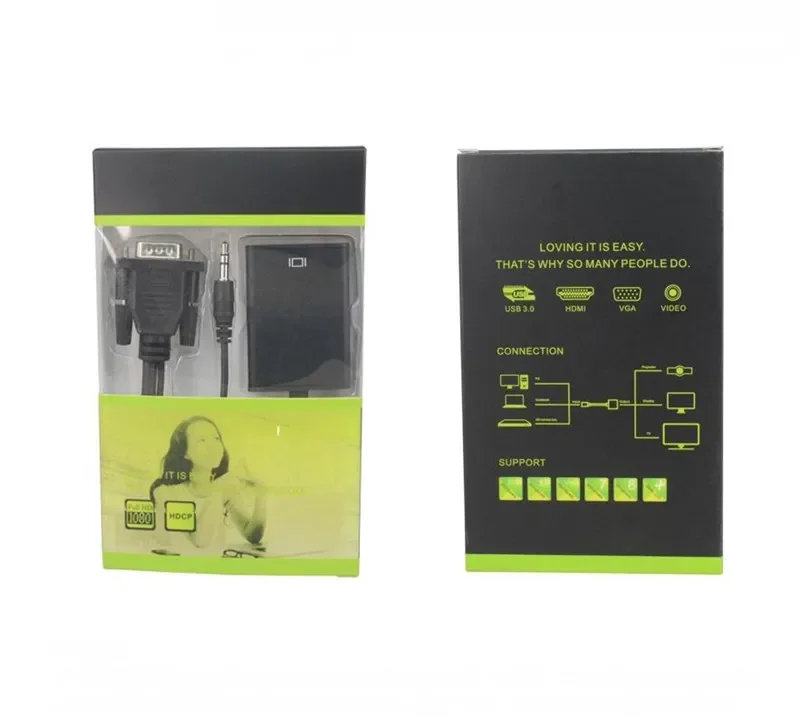 Full HD 1080P  With Audio Cable  VGA Male To HDTV Female Cable VGA to HDTV Converter For PC TV Box