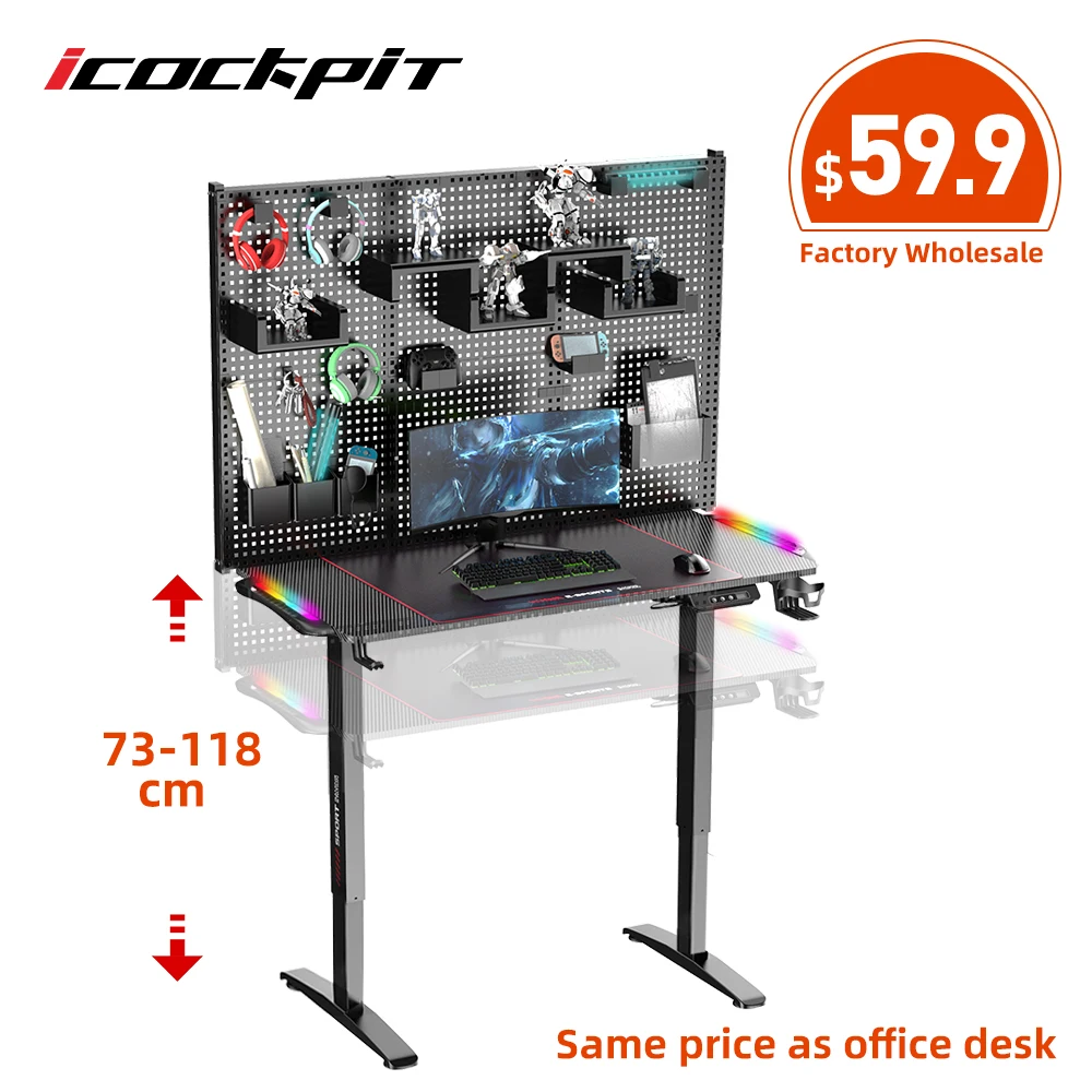 Ergonomic Easy Assembly Computer gaming desk Electronic Height Adjustable Desk Table Standing Desk