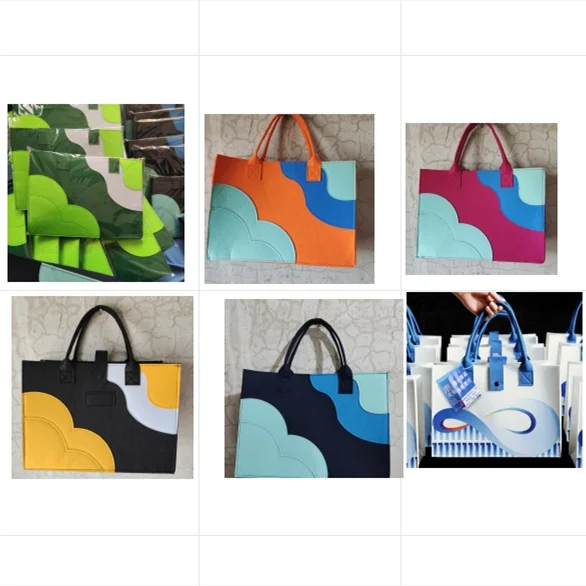 Professional colored fringe felt bag Felt Shopping Tote Bags low price womens handbag