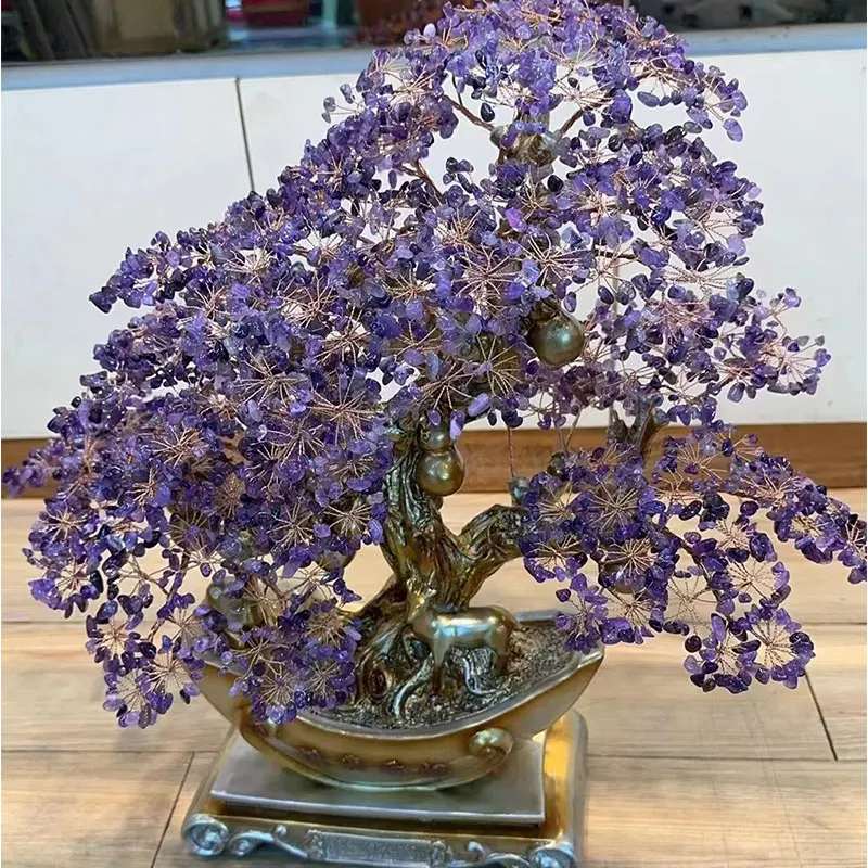 Feng shui spiritual Semi-Precious Crystal HEAL fortune Crafts natur mixed amethyst money tree crystal stones for Decor