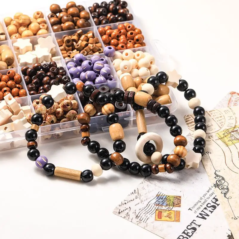 Hot selling vintage cute star wooden beads separated beads diy alphabet beads for necklace bracelet jewelry making