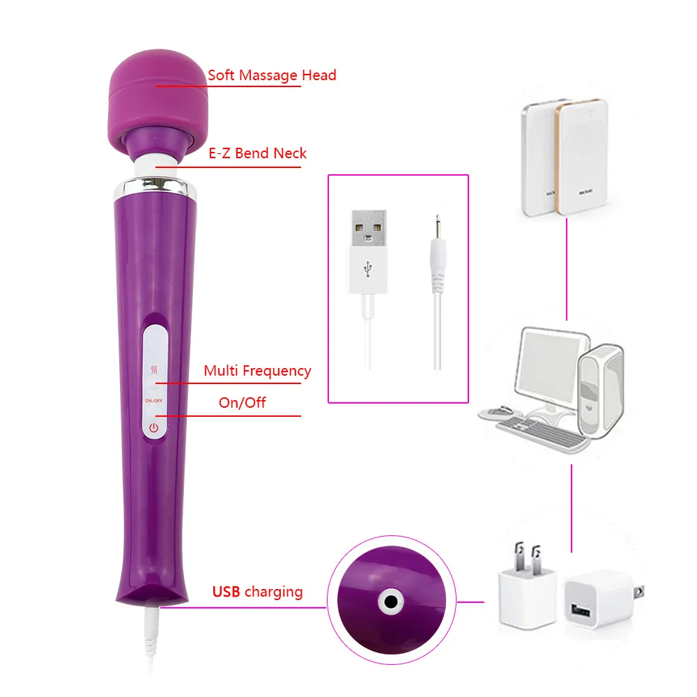Wireless Charging 10 Speed Wand Massager Big Stick Magic AV Vibrators Sexy Clit Vibrator Sex Toys Massage for Women